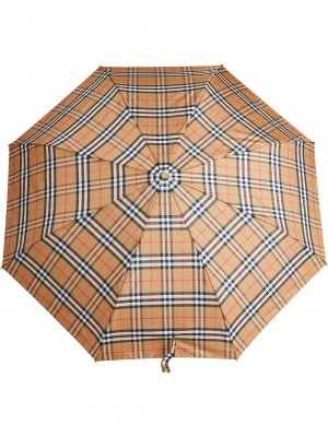 Складной зонт в винтажную клетку Burberry. Цвет: желтый
