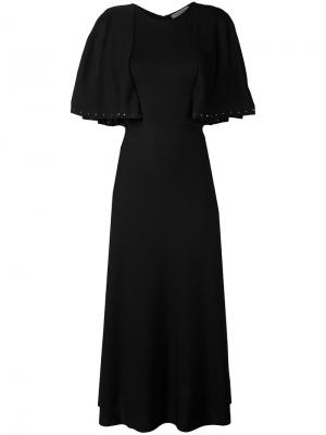 Вязаное платье с имитацией кейпа Valentino. Цвет: чёрный