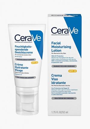 Лосьон для лица CeraVe увлажняющий SPF 25 нормальной и сухой кожи, 52 мл.. Цвет: белый