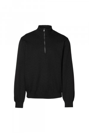 Вязаный флисовый пуловер с полумолнией ID, черный Id