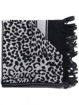 Шерстяной шарф с принтом Barbara Bui. Цвет: черный