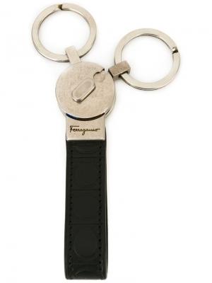 Брелок с двумя кольцами для ключей Salvatore Ferragamo. Цвет: чёрный