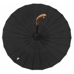 Зонт-трость , полуавтомат, купол 120 см, 24 спиц, деревянная ручка, черный Diniya. Цвет: черный/черный