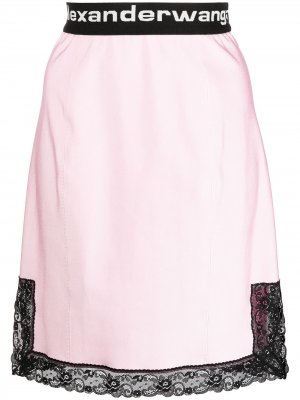 Мини-юбка с кружевной отделкой Alexander Wang. Цвет: розовый