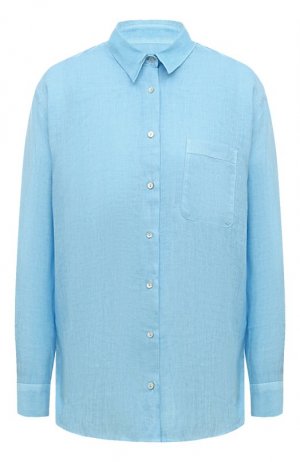 Льняная рубашка 120% Lino. Цвет: голубой