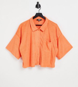 Оранжевая махровая рубашка-туника от комплекта -Оранжевый цвет Missguided Plus
