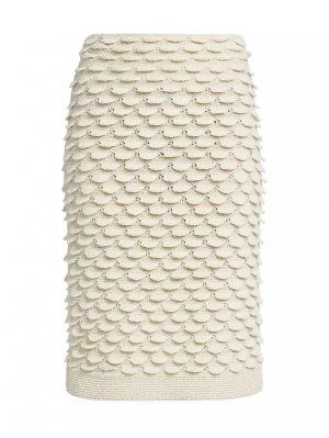 Шерстяная юбка-миди из рыбьей чешуи , цвет dove Bottega Veneta