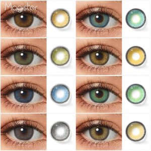 Цветные контактные линзы для глаз, естественная красота, учеников, серые, синие, 1 пара, ежегодного макияжа Magister