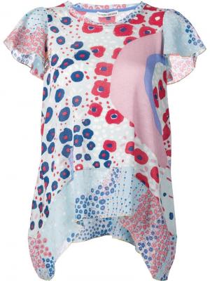 Расклешенная блузка с оборками на рукавах Tsumori Chisato. Цвет: синий