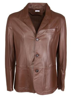 Кожаная куртка-пиджак BRUNELLO CUCINELLI. Цвет: коричневый
