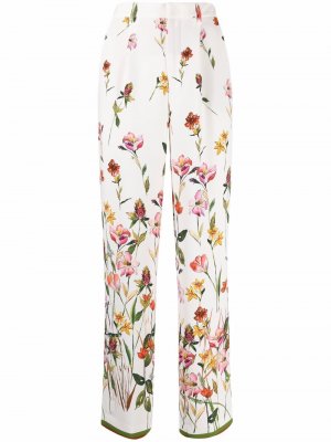 Широкие брюки с цветочным принтом Pt01. Цвет: белый