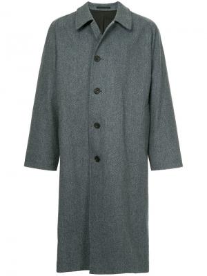 Однобортное пальто в елочку E. Tautz. Цвет: синий