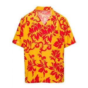 Футболка bowling shirt with tropical flowers print i Erl, оранжевый ERL