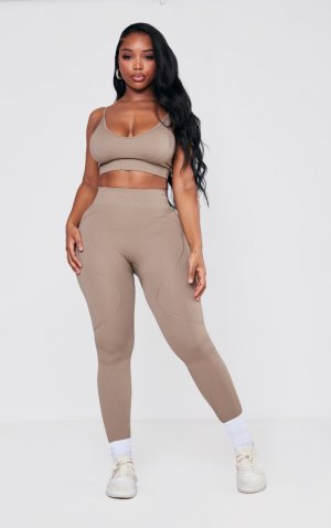 Леггинсы для спортзала Shape Taupe с контрастным логотипом PrettyLittleThing