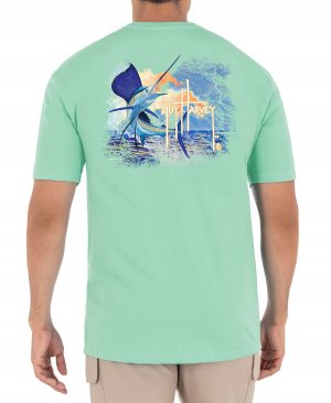Мужская футболка с логотипом sunset sailfish logo , мульти Guy Harvey