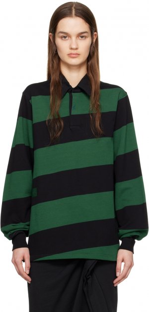 Рубашка-поло в зелено-черную полоску Burberry