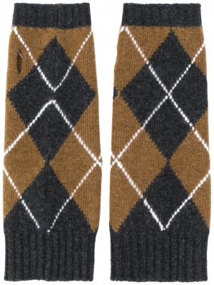 Перчатки с принтом аргайл Pringle of Scotland. Цвет: серый