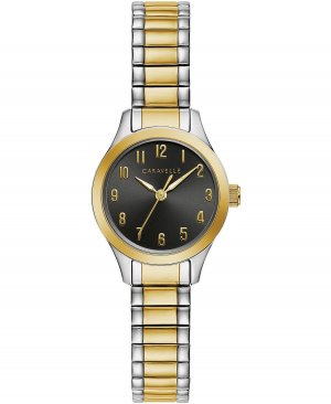 Женские двухцветные часы с расширительным браслетом из нержавеющей стали, 24 мм , черный Caravelle