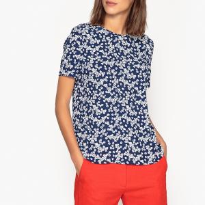 Блуза с цветочным рисунком, короткие рукава SAMSOE AND. Цвет: наб. рисунок синий