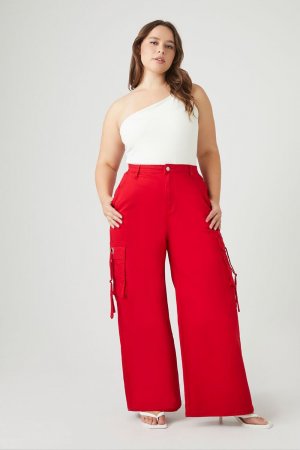 Широкие брюки-карго больших размеров , красный Forever 21
