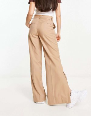 Бежевые расклешенные брюки Kylie Weekday. Цвет: бежевый