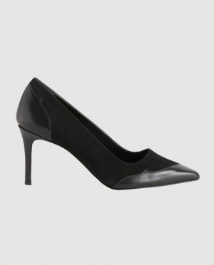 Женские комбинированные туфли из кожи и замши , черный Claudie Pierlot