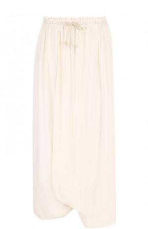 Однотонная юбка-миди с эластичным поясом Yohji Yamamoto. Цвет: бежевый