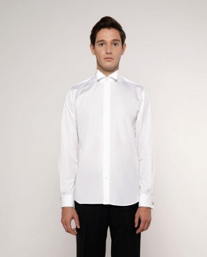 Мужская рубашка-смокинг из поплина белого цвета , белый Mirto