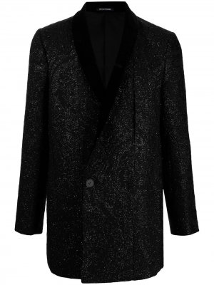 Жаккардовое пальто на пуговицах Emporio Armani. Цвет: черный