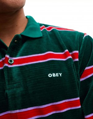 Зеленая велюровая рубашка-поло holstein Obey