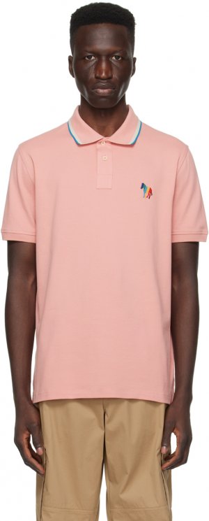 Розовая рубашка-поло с зеброй в широкую полоску Ps By Paul Smith