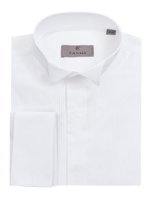 Хлопковая рубашка в торжественном стиле под запонки CANALI. Цвет: белый