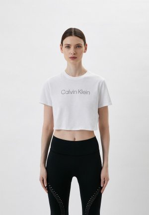 Топ Calvin Klein Performance PW - SS Cropped T-Shirt. Цвет: белый
