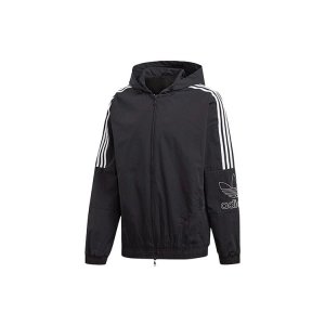 Originals Trefoil Casual Zip Hoodie Men Sport Jacket Black EB4086 Adidas