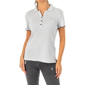 Женская рубашка-поло с блестящим эффектом, короткими рукавами и воротником лацканами LWP009 La Martina