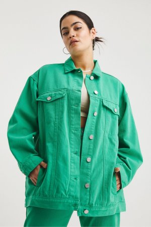 Зелёная джинсовая куртка бойфренда , зеленый Simply Be