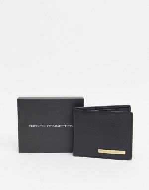 Черный бумажник с металлической планкой French Connection
