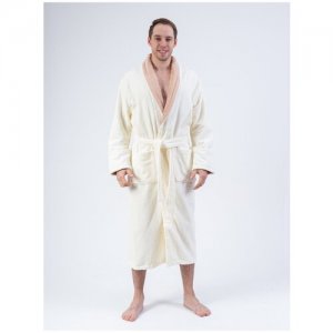 Халат мужской банный VAKKAS-TEKSTILE,халат домашний ,махровый ,мужской Ваккас -текстиль. Цвет: бежевый/белый