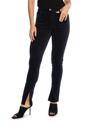Бархатные джинсы скинни с разрезом на шпильках, черный Juicy Couture