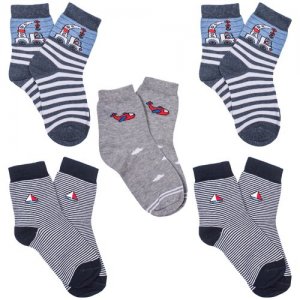 Комплект из 5 пар детских носков (Орудьевский трикотаж) микс 2, размер 14-16 RuSocks. Цвет: мультиколор