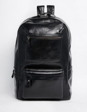 Черный кожаный рюкзак Track Royal RepubliQ. Цвет: черный