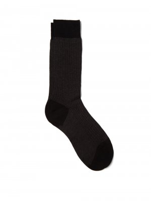 Носки fabian с узором «елочка» из смесового хлопка, черный Pantherella