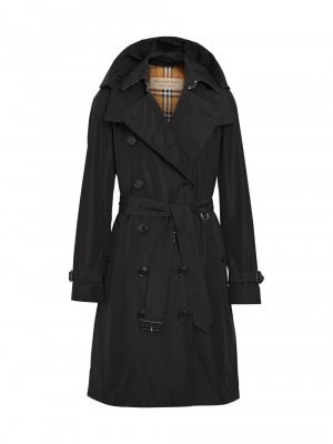Двубортное пальто Kensington с поясом и логотипом , черный Burberry