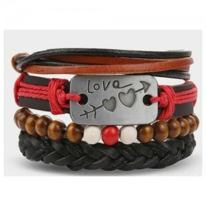 Набор браслетов love Fashion jewelry. Цвет: коричневый/белый/черный/красный