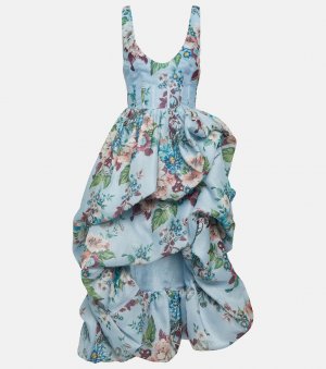 Платье миди из льна и шелка matchmaker с цветочным принтом , мультиколор Zimmermann
