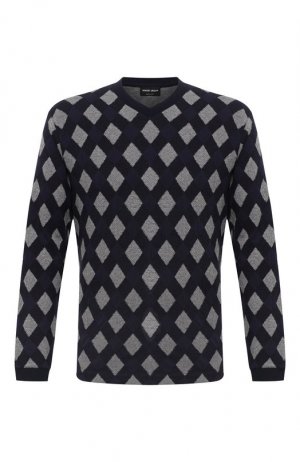 Пуловер из хлопка и вискозы Giorgio Armani. Цвет: синий