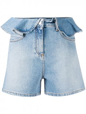 Джинсовые шорты с оборками на талии MSGM. Цвет: синий