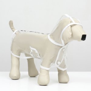 Дождевик для собак, размер xs (дс 18, ог 25-30, ош 25 см), белый No brand