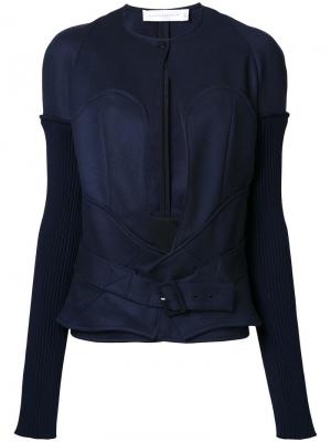 Приталенная куртка с поясом Victoria Beckham. Цвет: синий
