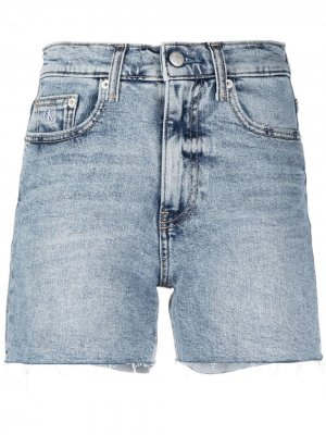 Джинсовые шорты с завышенной талией Calvin Klein Jeans. Цвет: синий